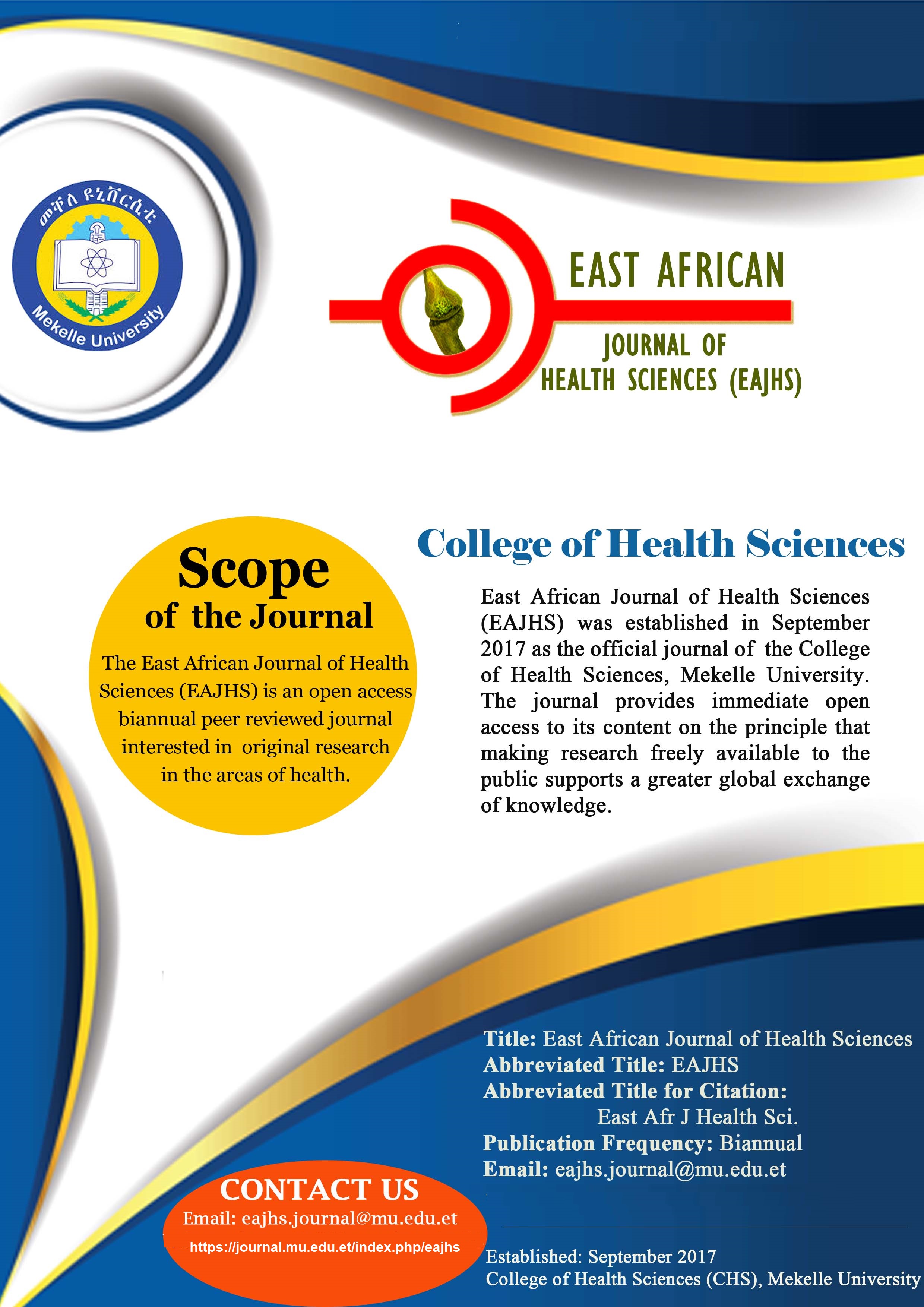 					View Vol. 3 No. 2 (2021): East African Journal of Health Sciences
				